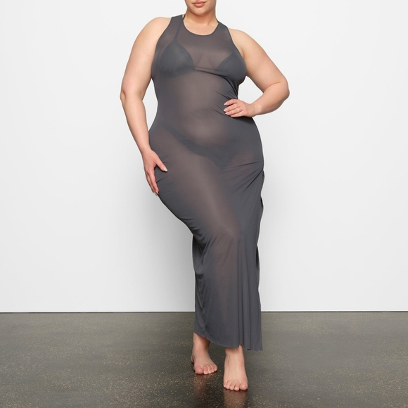 NWT SKIMS MESH LONG TANK DRESS IN GUNMETAL SIZE SMALL - Picture 2 of 6